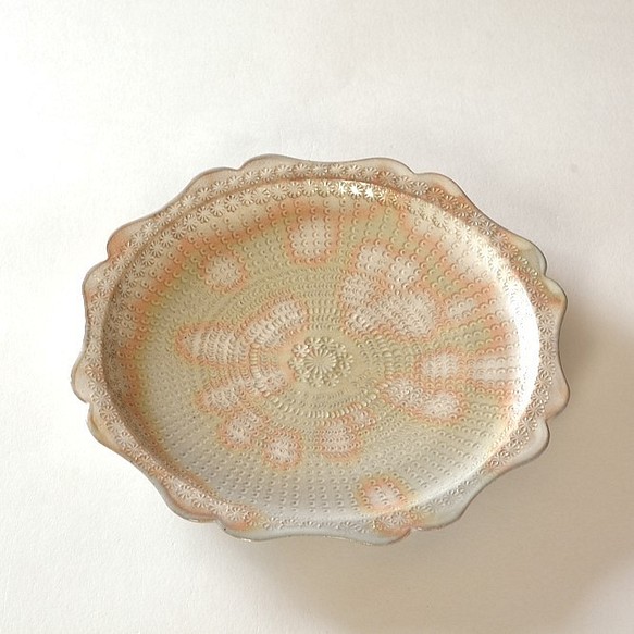 京焼　三島手輪花「ケーキ皿」　宮里絵美作　陶器 1枚目の画像