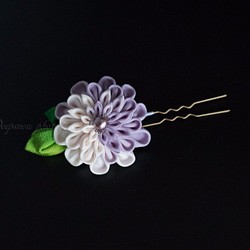 「一輪花・紫」TSUMAMI　KANZASHI・つまみ細工花簪 1枚目の画像