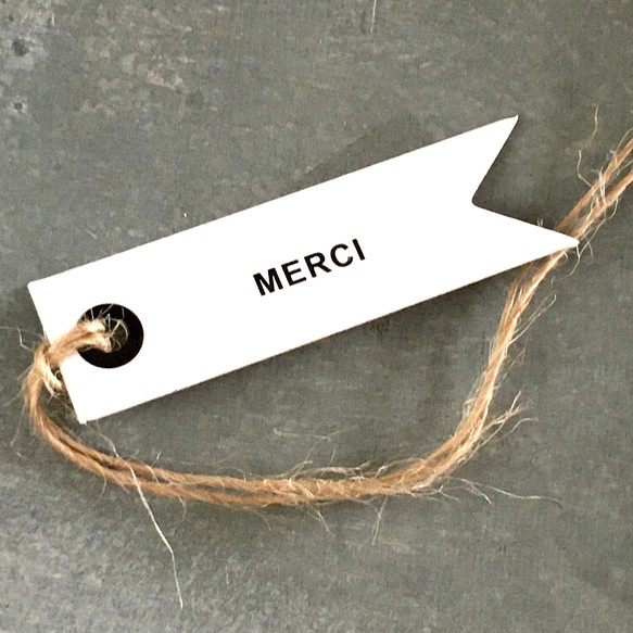 禮品標籤/消息標籤與麻繩“MERCI”20 件套 | 包裝用品 第1張的照片
