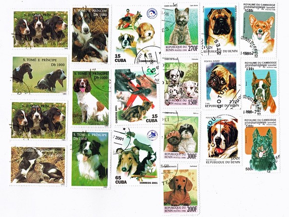 イヌの切手アソートA 20枚入（古切手） 1枚目の画像