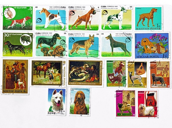 イヌの切手アソートC 20枚入（古切手） 1枚目の画像