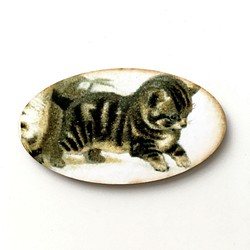 維多利亞時代的貓E木質零件/裝飾零件/木製凸圓形|英國 第1張的照片