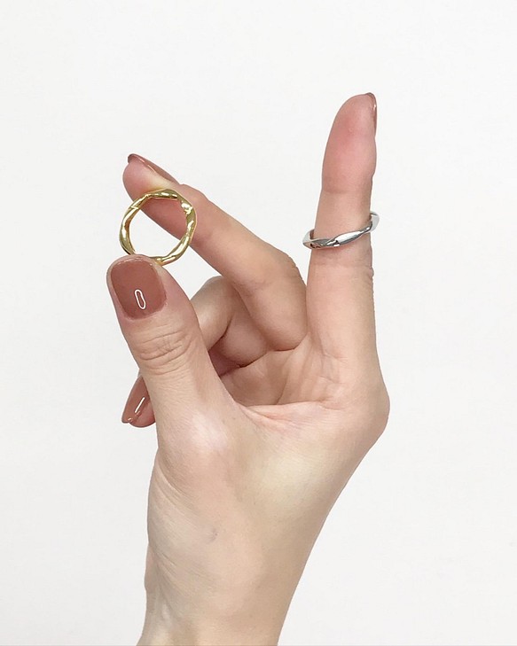 Handmade Texturedリング、指輪【選べる2色】IMR207 1枚目の画像