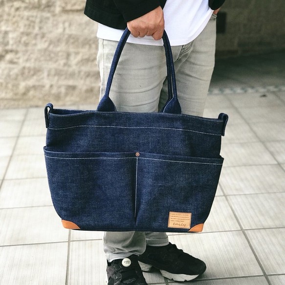 デニムワークトート Premium Denim トートバッグ メンズ Yuka 通販 Creema クリーマ ハンドメイド 手作り クラフト作品の販売サイト