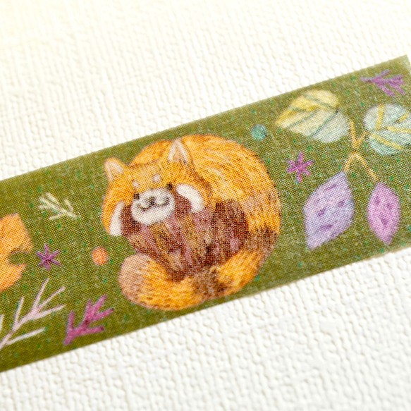 [マスキングテープ] ︎動物刺繍デザイン ︎Red panda & Fox レッサーパンダとキツネ刺繍 マスキングテープ moha