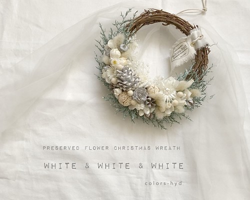 NO.107 Tiffany ＆ White でっかいリボンのフラワーリース❁*