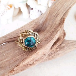 【13号】brass tibetan turquoise ring 1枚目の画像