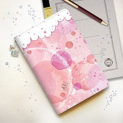 【名入れオーダー】クリームソーダのタブレットケース　Mサイズ　ピンク　iceのチャーム付き 1枚目の画像