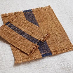 【CREOLE】科手織りポットマット ライン・藍 1枚目の画像