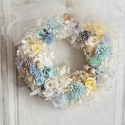tutu* wreath bouquet :チュールとスモーキーカラーのリースブーケ 1枚目の画像