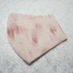 淡いピンクの絣着物風の布マスク 和風 かすり シンプル春色 春マスク 1枚目の画像