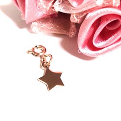 【サージカルステンレス】ピンクゴールド　スター（星）チャーム　引き輪付き　 1枚目の画像