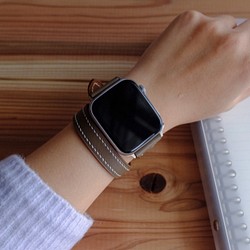 キャンペン高級革使用のApple Watchベルト　2重巻きタイプ 時計ベルト　スイフトレザー　腕時計　革ベルト　皮　革