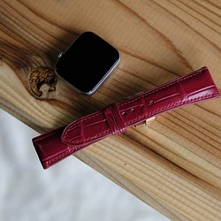 オーダーメイド　フランス産高級革　アリゲーターワニ革　アップルウォッチバンド　時計ベルト　上品 1枚目の画像