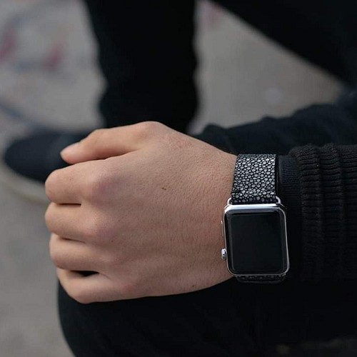 高級革使用】スティングレイ エイ革 Applewatchベルト 腕時計 バンド