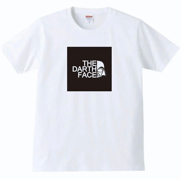 【送料無料】【新品】THE DARTH FACE Tシャツ おもしろ パロディ 白 ホワイト プレゼント メンズ 1枚目の画像