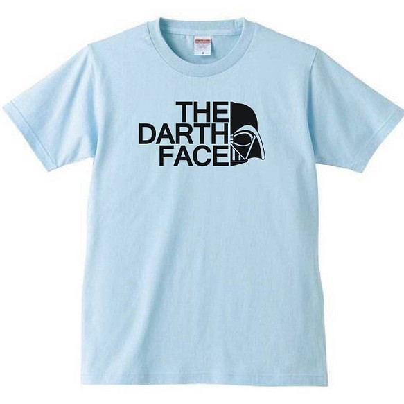 【送料無料】【新品】THE DARTH FACE ダースフェイス Tシャツ おもしろ パロディ ライトブルー プレゼント 1枚目の画像