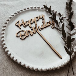 木製ケーキトッパー　Happy Birthday 誕生日 1枚目の画像