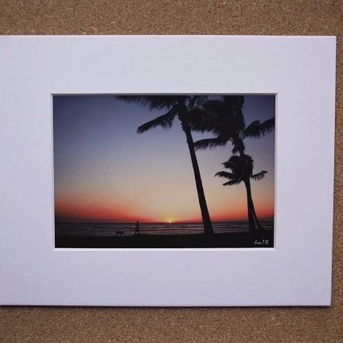 Sunset Walk】ハワイ写真 夕陽 散歩 オーシャン ビーチ ヤシの木 南の