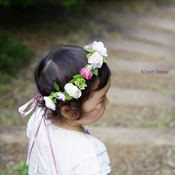 Kids花かんむり Green Pink 雑貨 その他 日和花 Hiyoribana 通販 Creema クリーマ ハンドメイド 手作り クラフト作品の販売サイト