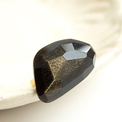 【13号～Free size】Obsidian×真鍮のリング 天然石の指輪シリーズ オブシディアン 1枚目の画像