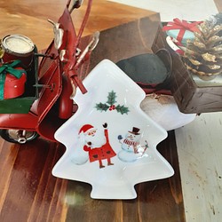 クリスマスミニプレート(サンタと雪だるまB) 1枚目の画像