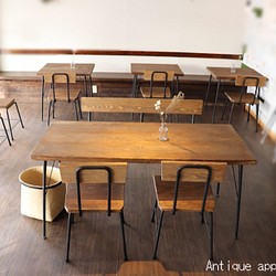 お店様向き用プラン　アンティーク風ダイニングテーブル・鉄脚アイアン　テーブル 1枚目の画像