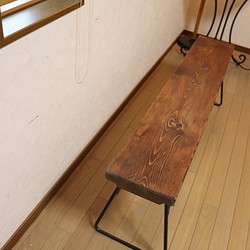 背なしベンチ【W1300×D230】アンティーク風ダイニングテーブル用ベンチ鉄脚アイアン 1枚目の画像