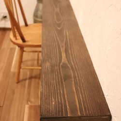 W1600天然一枚板スリムカウンターテーブル　古材　アイアン脚　完成品　ダイニングテーブル 1枚目の画像