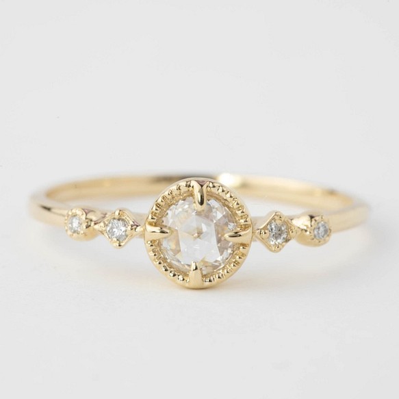 ステラリング ローズカットダイヤモンド婚約指輪✴︎天然ダイヤモンド✴︎K14YG RG WG【受注制作】 1枚目の画像