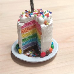 レインボーケーキのメモスタンド【ミニチュアスイーツ】 1枚目の画像