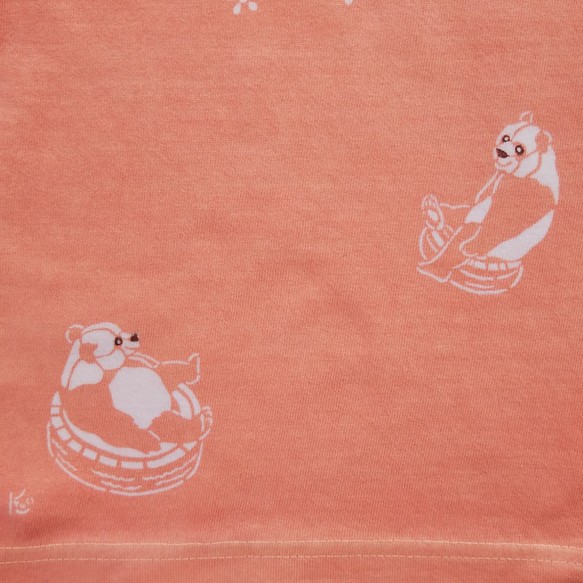 型染め80㎝動物Tシャツ ～パンダ～ オレンジ 1枚目の画像