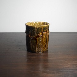 竹をモチーフにした陶器のフリーカップ。割竹の細工シリーズ。Ｃ 1枚目の画像