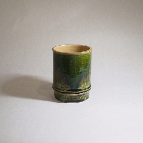 35　竹をモチーフにした陶器のフリーカップ。湯飲みやコーヒーカップとして、ロックカップなどの酒器にも 1枚目の画像