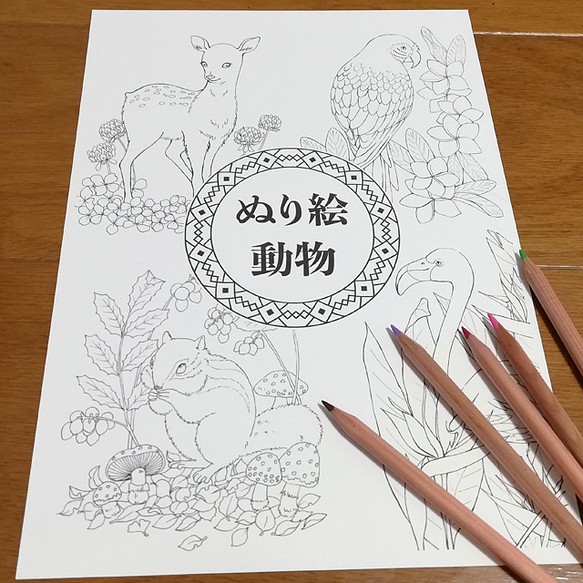 ぬり絵 動物 イラスト Yuki Acaraje 通販 Creema クリーマ ハンドメイド 手作り クラフト作品の販売サイト