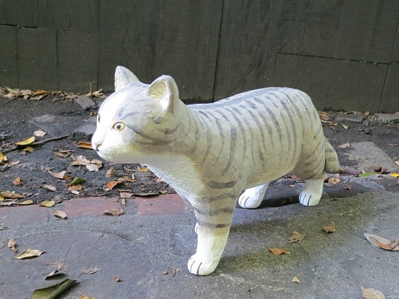 歩きねこ（白サバトラ） Ｏ-373-3 陶製 emmanuelfranca.com.br