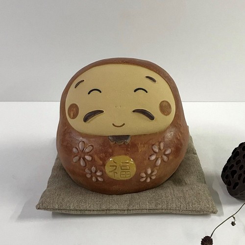 わっはっはだるま 座布団（大）付き Ｏ-260 陶製 /Daruma/達摩 その他