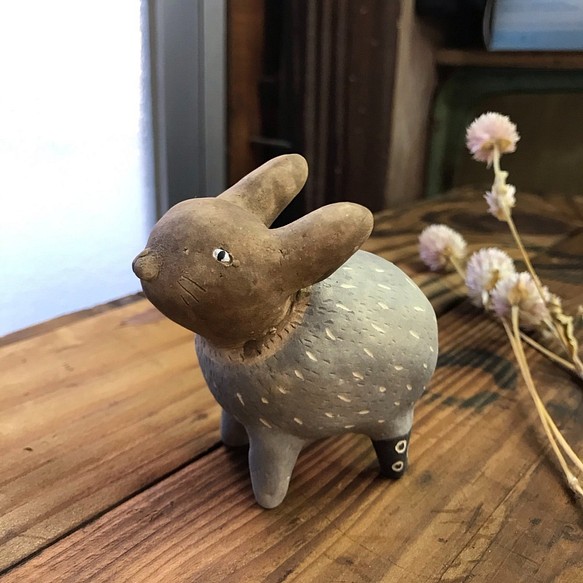 うさぎ（グレー）　　陶製　/Rabbit/兔子 1枚目の画像