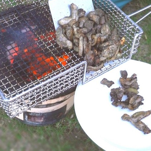 炭火焼き鳥用網カゴ ステンレス製 焼きゴテ付き その他調理器具 井崎