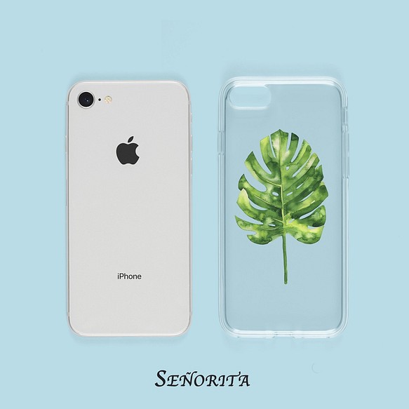 Leaf 全機種対応 iPhone/Xperia/Galaxy.スマホケース クリアケース ハードケース シンプル 夏 1枚目の画像