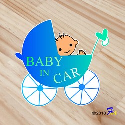 Baby In CAR04 プリントステッカー スカイブルー&ミント 1枚目の画像