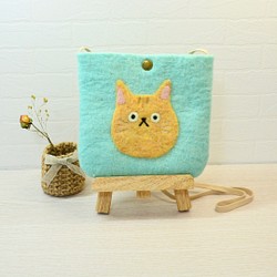 【特別価格】羊毛でできた茶トラ猫のバッグ＊送料無料 1枚目の画像