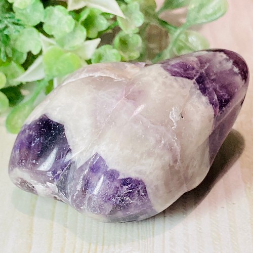 【希少】シェブロンアメジスト　ケープ　紫水晶　握り石　タンブル　大