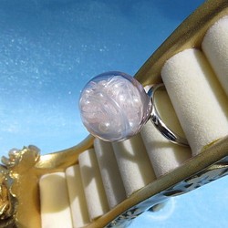 ローズクォーツ天使のガラスドームリング 1枚目の画像