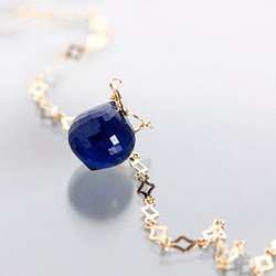 K10YG藍色藍寶石/鑽石鏈項鍊 第1張的照片
