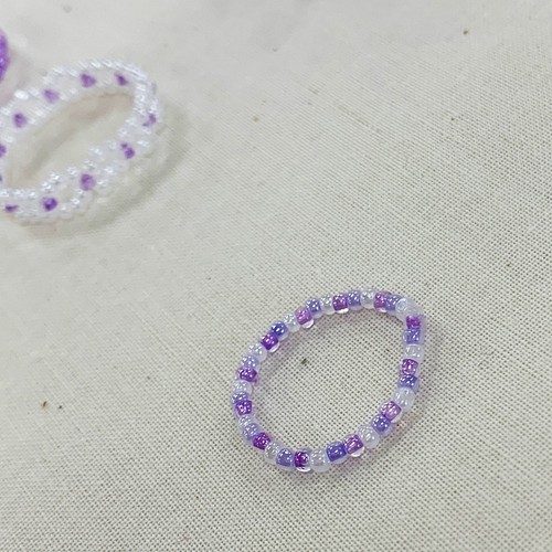 ビーズリングセット 紫 ビーズアクセサリー 韓国 指輪・リング LJUSA 