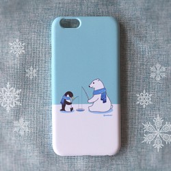 Iphoneケース シロクマとペンギンのワカサギ釣り Iphoneケース カバー Moekonet 通販 Creema クリーマ ハンドメイド 手作り クラフト作品の販売サイト