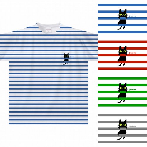 ボーダーによじ登る黒猫tシャツ 大人 子供サイズ 全面プリント Tシャツ カットソー Moekonet 通販 Creema クリーマ ハンドメイド 手作り クラフト作品の販売サイト