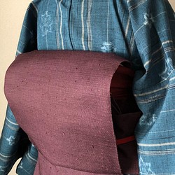 正絹　作り名古屋帯　上品な紫のひげ紬 1枚目の画像