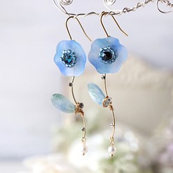 一朵花（藍色）*耳環/耳環 第1張的照片
